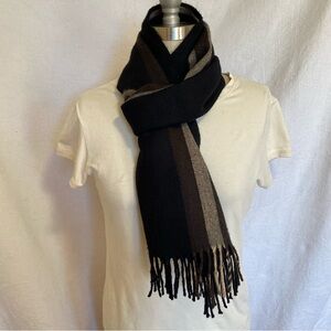 Mens Coach cashmere scarf black brown.